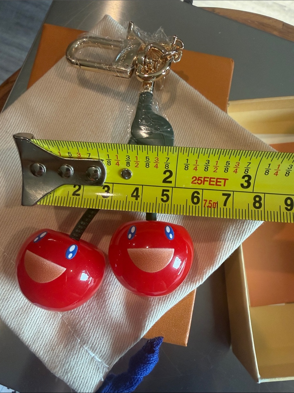 Playful Red Cherry Keychain Charm - Picture 3 of 3